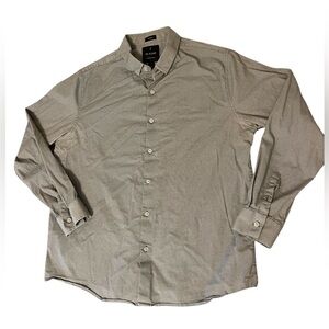 01.Algo Button Down Long Sleeve Regular Men's Gray Print Shirt Sz L